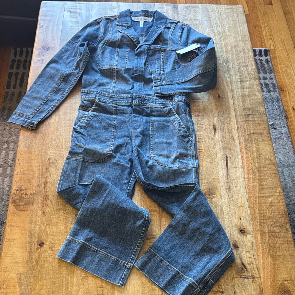 La Boheme by Lubov AZRIA Denim Jean Jumpsuit denim small NEW NWT